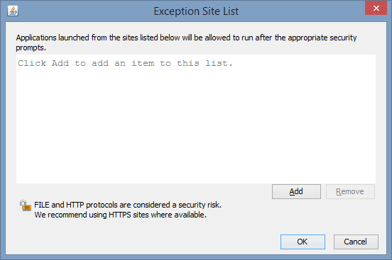 Java Control Panel Exception Site List 2014 01 20 10 09 41 - Java Application Blocked By Security Settings, What To Do?