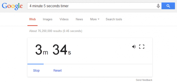4 minute 5 seconds timer Google Search 2014 02 17 09 56 05 600x284 - Quick Search Tip: A Live Timer on Google