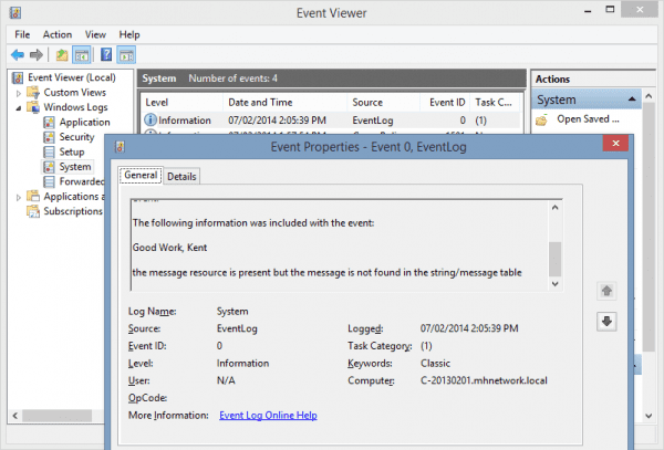 Event Viewer 2014 02 07 14 07 46 600x407 - Clear Up All Events from Event Logs The Easy and PowerShell Way