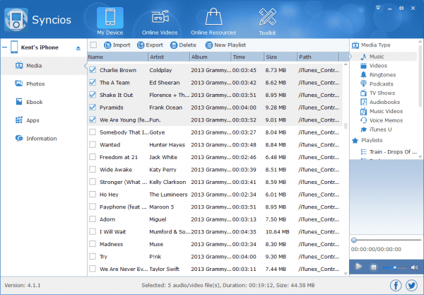 2014 09 25 22 07 17 Syncios 600x417 - How To Transfer Music Files From iPhone or iPad to Windows