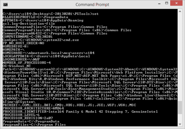Command Prompt SET to show the variables 600x420 - Windows Quick Tip: How To Find Out All My Environment Variables