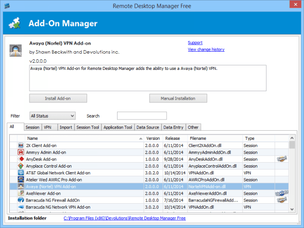 Remote Desktop Manager add on manager 600x450 - Remote Desktop Manager Free is A Must Have All-in-One Management Tool for IT Professionals