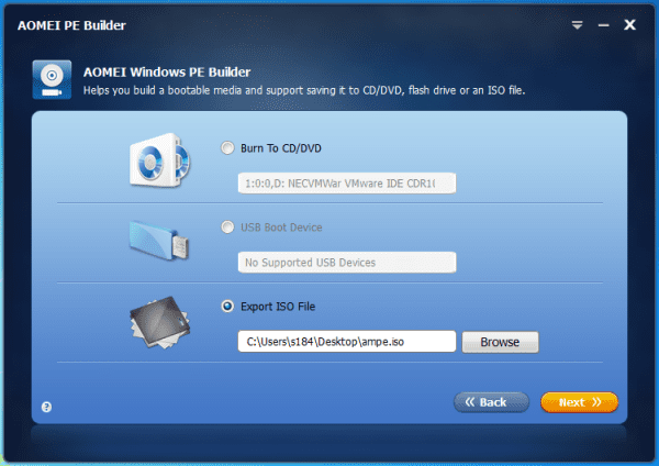 PE Builder options to create the image 600x424 - How To Build A Bootable USB Windows Environment with PE Builder