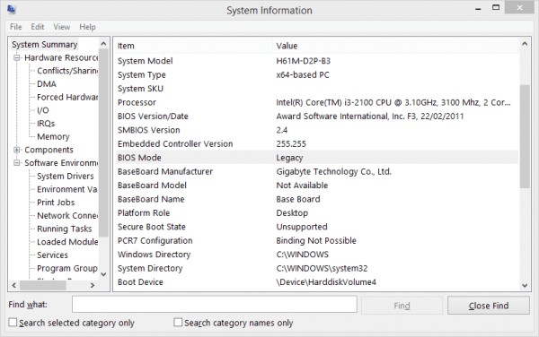 System Information BIOS Legacy 600x376 - How To Tell If My Windows 10 is Installed on UEFI or Legacy BIOS