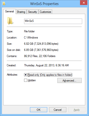 2015 02 01 21 29 21 WinSxS Properties - Clean Up WinSxS Folder to Gain More Space in Windows 8