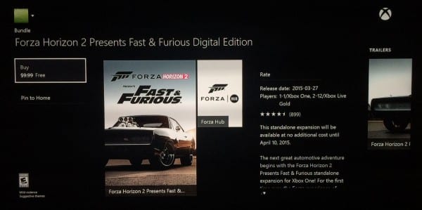 Forza Horizon 2 fast and furious 600x299 - Xbox One/360 standalone Fast & Furious Forza Horizon 2 Game Free until April 10