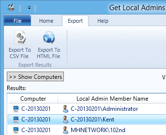 Get Local Admins GUI Export options - How To Find Out The Members of the Local Admin Group on Remote Computers