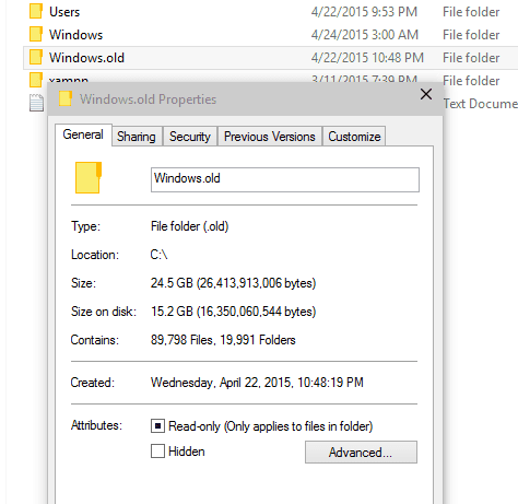 2015 04 24 04 53 18 Start - How To Remove Windows.old When Disk Cleanup Not Showing Previous Windows Installations