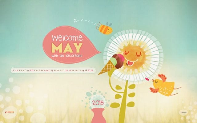 may 15 welcome may with an ice cream full thumb - Download Smashing Magazine Desktop Wallpaper Calendar May 2015 Windows 8/10 Theme