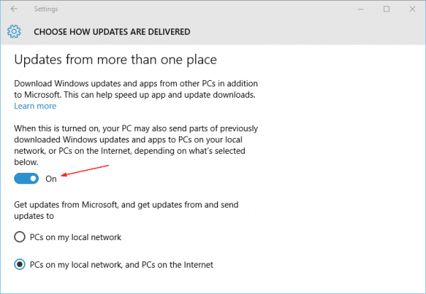 Settings - Update Security - how updates are delivered