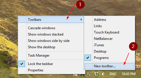 Taskbar toolbars - How To Set Up The Hidden Start Menu in Windows 8.1