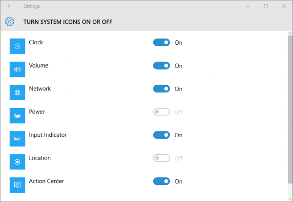 Settings Notification system icons 600x415 - Windows 10: Displaying System and App Icons in Notification Area (System Tray)