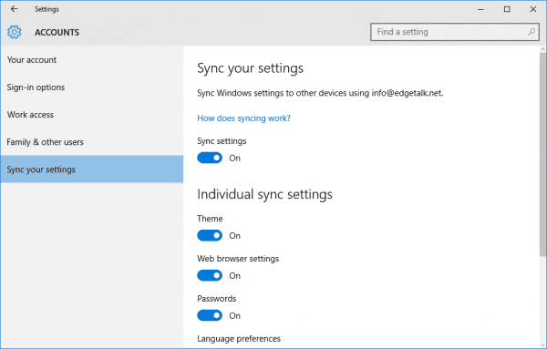 Sync your settings 600x383 - 10 Things You Should Do Right After Installing Windows 10