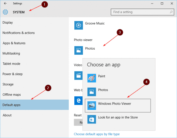 Settings default photo app 600x467 - How To Set Windows Photo Viewer as Default Photo App in Windows 10