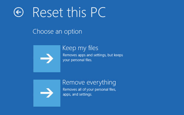 Windows 10 Advanced Options Troubleshoot Reset this pc options 600x374 - How To Reset or Refresh Windows 10 When You Have Trouble Logging Into Desktop