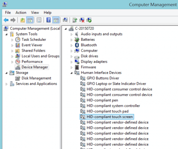 Device Manage HID devices touch screen 600x503 - Surface Tip: How To Disable The Touch Feature to Turn Into A Laptop