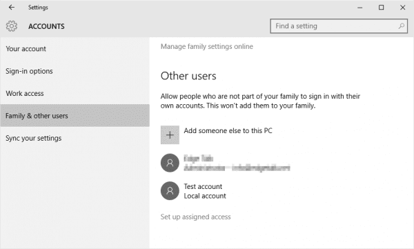 Settings Account Other users add someone else 600x361 - What is Assigned Access and How To Set it Up in Windows 10