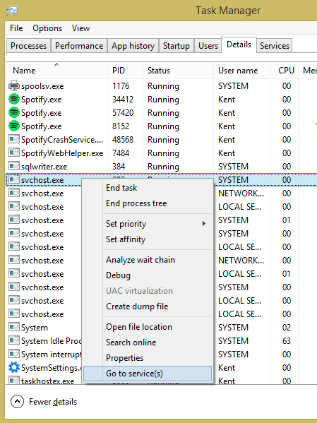 Task Manager Details go to services - How To Find Out Which Services Are Hosted By SVCHOST