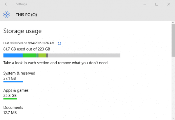 Windows 10 Settings Storage Storage usage 600x413 - Analyse The Hard Drives with Storage Sense on Windows 10