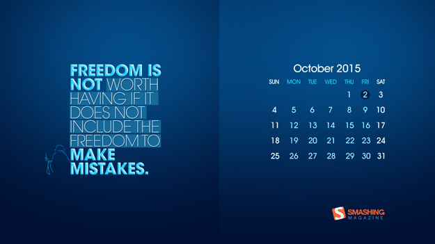 oct 15 freedom full thumb - Download Smashing Magazine Desktop Wallpaper Calendar October 2015 Windows 7/8/10 Theme