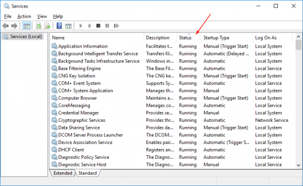Services Status tab 600x368 - 3 Way to List All Running Services on Local and Remote Windows Computer
