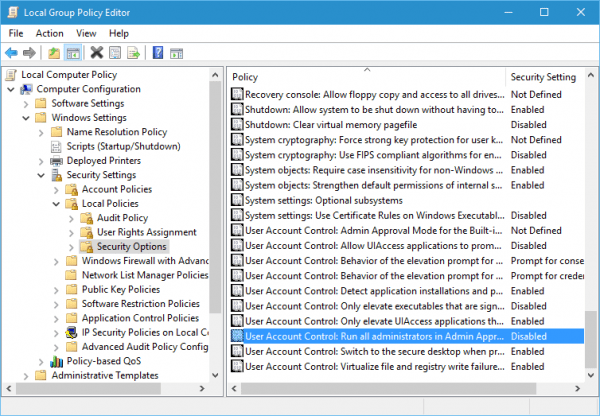 Group Policy UAC 600x416 - How To Completely Disable UAC on Windows 10