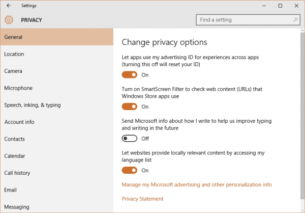 Windows 10 Settings Privacy Send Microsoft info about 600x418 - Does Windows 10 Have a Key Logger Built In and How To Disable it?