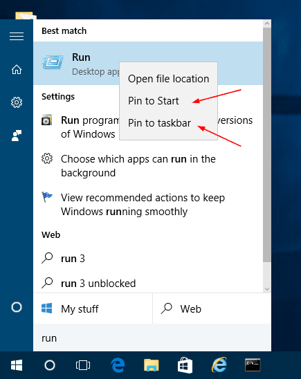 Windows 10 Quick Tip: How To Pin Run Command Box to Start and Taskbar -  