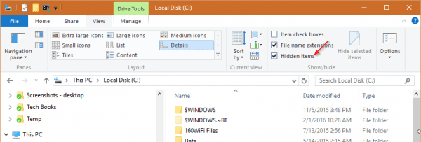 File Explorer hidden option 600x203 - Fixing Windows 10 Update Error 0xC1900107, 0xC1420127, and 0x80070490