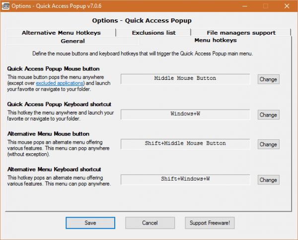 Quick Access Popup options 600x484 - Open Folders Anywhere From the Desktop with A Mouse Middle-Click
