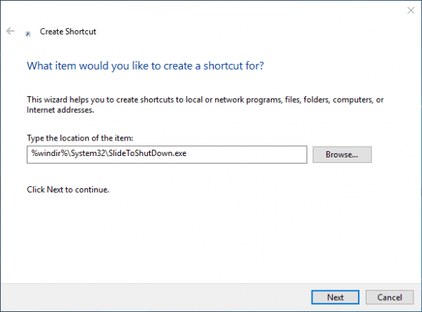 Shortcut to SlideToShutdown 600x444 - How To Slide To Shutdown Your Windows 10 from Desktop