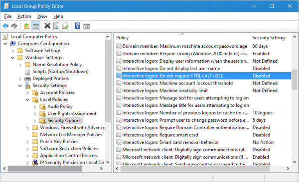 Group Policy enable ctrl alt del 600x366 - How To Enable Ctrl-Alt-Delete to Force A Login Window in Windows 10