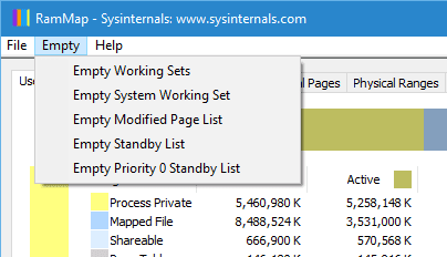 RAMMap Empty options - How To Free Up Memory Usage in Windows