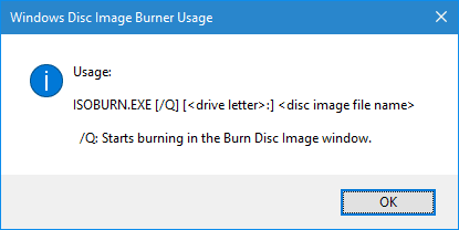 isoburn help file - How To Burn An ISO Image to Disc from Command Prompt in Windows