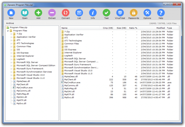 zipware colourful s1 600x414 - 3 Free Zip Alternative Archivers to WinZip and Windows Compressed Folder