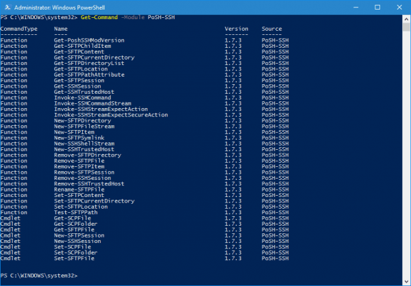 PowerShell list of SSH cmdlets 600x418 - How To Install and Use SSH with PowerShell