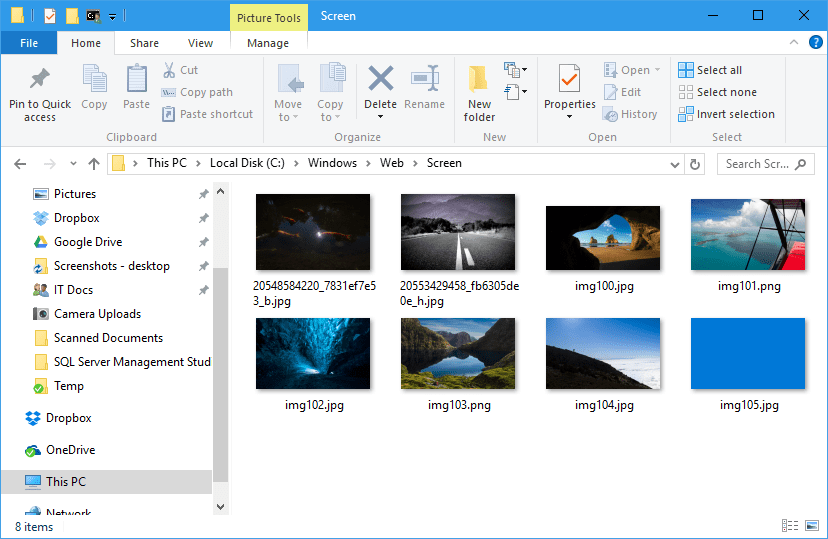 Where are Windows 10 Default Wallpapers Saved 
