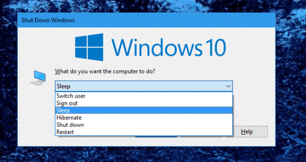 Windows 10 Shutdown Windows 600x317 - Command Lines to Put Windows into Sleep or Hibernate Mode