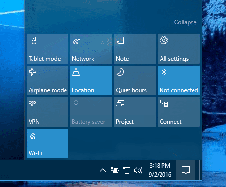 Quick Action Icons - Windows 10 Tip: How To Add/Remove and Arrange Quick Action Icons in Action Center