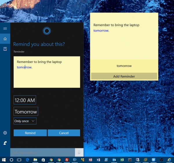 Sticky Notes Using Cortana Reminder 600x563 - Windows 10 Tip: Getting Reminders from Sticky Notes with Cortana