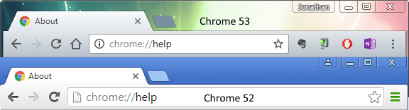 chrome53vs52 thumb - Chrome 53 on Windows 10 - How To Disable Material Design