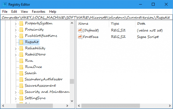 Registry Editor in Segoe Script 600x377 - Fun Tip to Change the Registry Editor Font in Windows 10