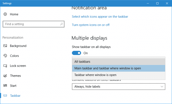 Settings taskbar 600x364 - Windows 10 Tip: How To Move System Tray to the Second Display