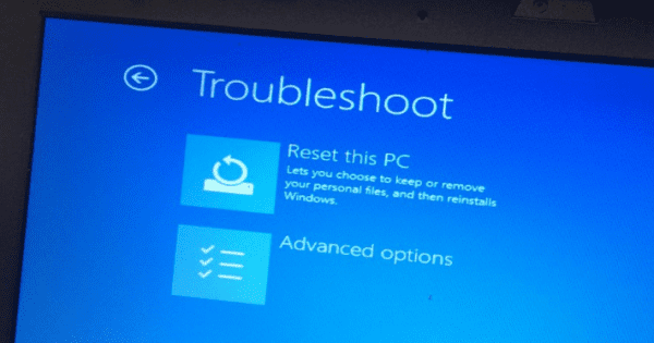 Windows 10 recovery mode and reset option 600x315 - How To Reset An Old Windows PC without the Administrator Password