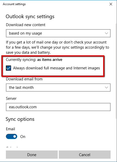 2017 01 22 2355 - How To Ensure Windows 10 Mail App Always Download Images In Email