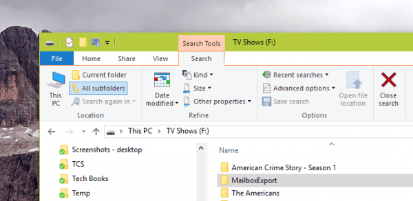 Windows 10 File Explorer Search Ribbon 600x293 - Windows Tip: How To Search Large Files using File Explorer or Windows Explorer