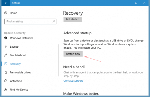 Windows 10 Settings Update Security recovery 600x391 - Windows 10 Tip: How To Get Access to the Advanced Boot Options Menu