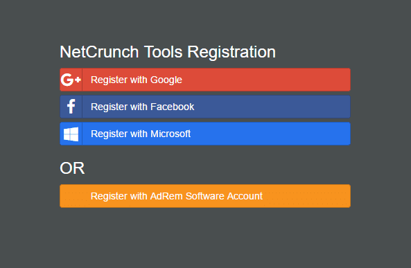 NetCrunch registration options - NetCrunch Tools 2.0 - Essential Network Toolkit for Windows