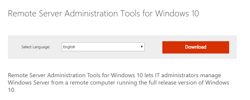 Download Remote Server Administration Tools for Windows 10 from Official Microso - How To Install PowerShell Active Directory Module on Windows 10