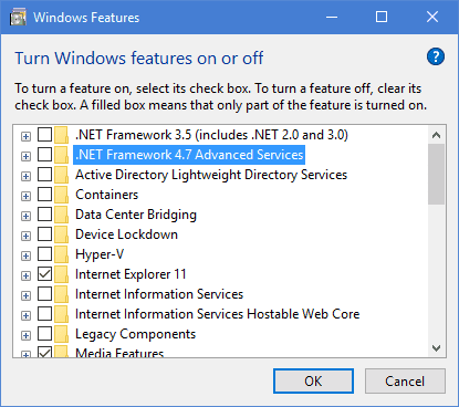 Windows Features uncheck .net 4.7 - Fixing Can't Install .NET Framework 3.5 Feature with Error 0x800F081F on Windows 10